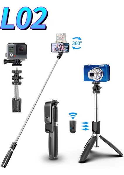 Beyaz L02AKSESUARLAR Kaıqısj Bluetooth Kablosuz Selfie Çubuğu Tripod Katlanabilir Monopodlar Gopro ve Spor Aksiyon Kameraları Için Akıllı Telefonlar Için Evrensel (Yurt Dışından) fiyatları