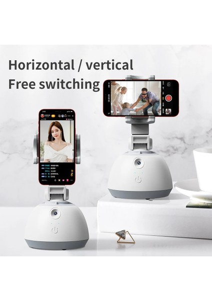 Siyah 360 Derece Akıllı Gimbal Mont Yüz Takip Çekim Selfie Çubuğu Çok Fonksiyonlu Akıllı Hepsi Bir Arada Rotasyon Telefon Tutucu (Yurt Dışından) modelleri