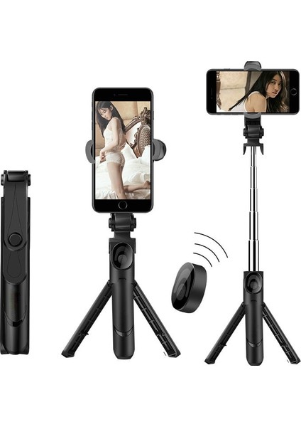 01 3 In 1 Selfie Sopa Telefon Tripod Uzatılabilir Monopod, Akıllı Telefon Selfie Sopa Için Bluetooth Uyumlu Uzaktan Kumanda ile (Yurt Dışından)