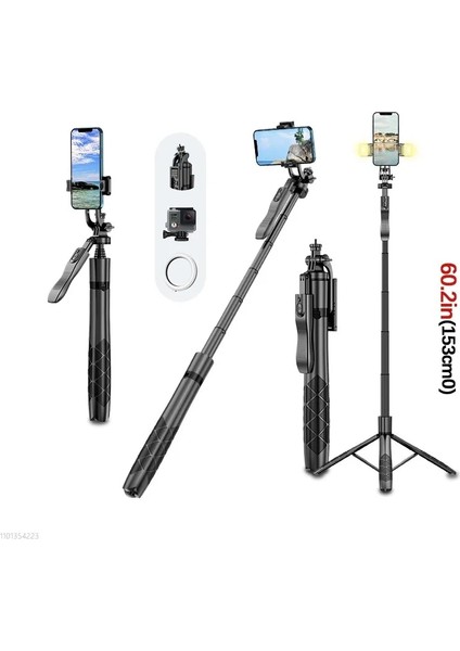 Siyah Dolgu Işığı Yok Fangtuosı 2023 Yenı Büyük Boy Bluetooth Selfie Çubuk Tripod Bluetooth Deklanşör ile Alüminyum Alaşımlı Monopod iphone Için (Yurt Dışından) fiyatları