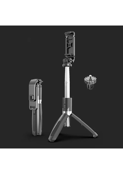 Siyah 4'ü 1 Arada Kablosuz Bluetooth Selfie Çubuğu Tripodlu Alaşımlı Öz Selfie Çubuğu Akıllı Telefon Selfie Çubuğu 3 Telefon iphone Kamera Için (Yurt Dışından)