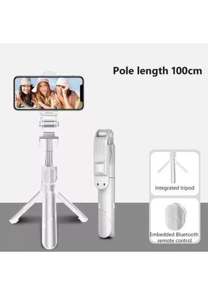 C Bluetooth Selfie Sopa 360 Derece Mini Tripod Uzatılabilir Monopod Ios Android Telefon Kamera Için Dolgu Işığı ile Uzaktan Deklanşör (Yurt Dışından)