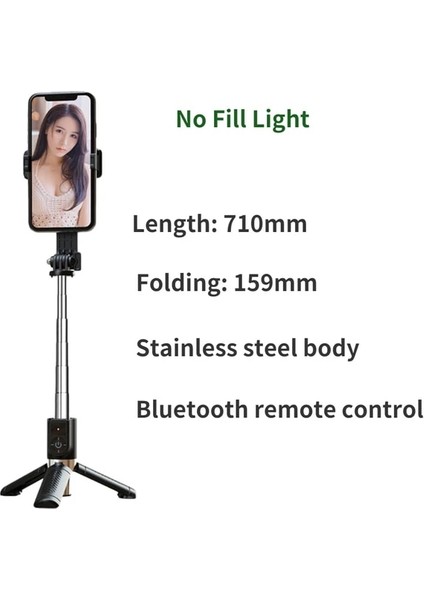 Siyah 2022 Yeni Kablosuz Selfie Çubuğu Bluetooth Mini ile Dolgu Işığı Katlanabilir Tripod Deklanşör Uzaktan Kumanda Ios Android Akıllı Telefon Için (Yurt Dışından)