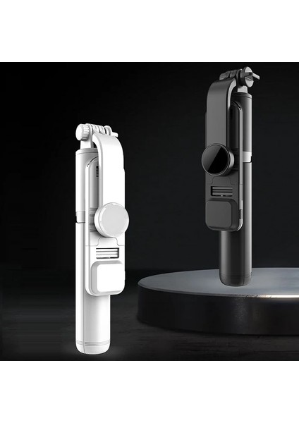 Q02 Siyah El Selfie Çubuğu Tripod ile iPhone Huawei Xiaomi Samsung Için Dolgu Işığı Lambası Çok Fonksiyonlu Kablosuz Bluetooth Selfie Çubuk (Yurt Dışından) modelleri
