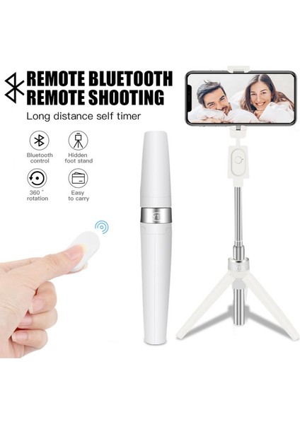 Y11 Beyaz 3ın1 Kablosuz Bluetooth Selfie Sopa Katlanabilir Tripod Genişletilebilir Monopod Dönebilen Tripod Selfie Sopa IPhone Huawei Samsung Için (Yurt Dışından)