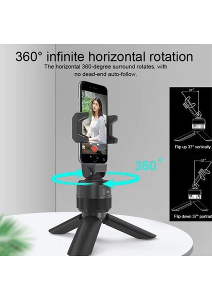 Siyah 2022 Yeni Taşınabilir 360 Derece Döndürme Akıllı Yüz Takip Nesne Selfie Sopa Vlog Video Için Canlı Tripod Telefon Tutucu (Yurt Dışından) indirimleri
