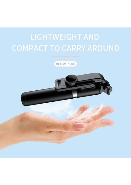 Q02 Siyah Kaıqısj Q02 1030MM Genişletilmiş Versiyon Bluetooth Selfie Çubuğu Monopod Mini Tripod Deklanşör Uzaktan Kumanda ile Ios Android Telefon Için (Yurt Dışından)