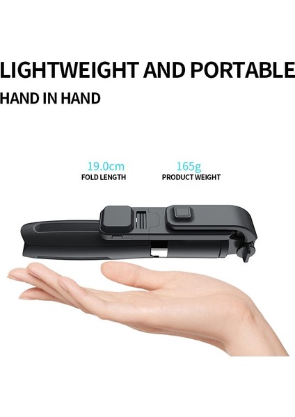 L02S Siyah Selfie Çubuğu Tripod L02S Kablosuz Bluetooth Selfstick Monopod Dolgu Işığı ile Selfie Sopa Tripod El Gimbal (Yurt Dışından)