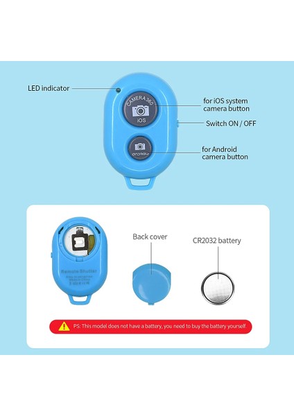 Beyaz Tıshrıc Kablosuz Bluetooth Zamanlayıcı Desteği Apple ve Android Telefon Uzaktan Kumanda Düğmesi Kamera Deklanşör Selfie Denetleyicisi (Yurt Dışından)