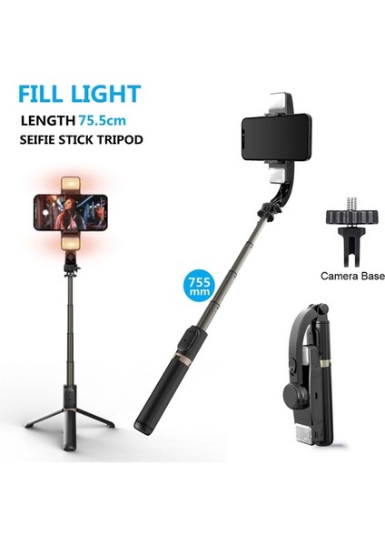 Stil A LED Selfie Çubuğu Gimbal Sabitleyici Tripod Telefon Mobil Tutucu Standı Eylem Kamera Cep Akıllı Telefon Monopod Için LED Işık Lambası ile (Yurt Dışından)