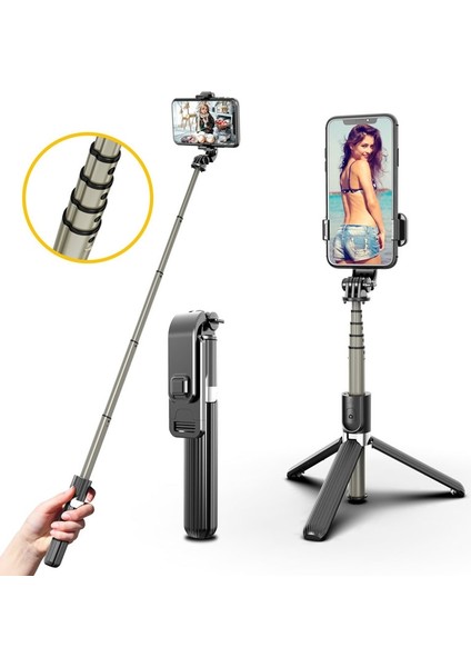 L03 Siyah L03 Taşınabilir Kablosuz Bluetooth Selfie Çubuğu Tripodlu Uzatılabilir Katlanabilir Monopod Ios Android iPhone 12 Pro Gopro Kameralar (Yurt Dışından) fiyatları