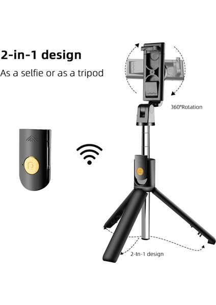 Siyah 3 In 1 Telefon Tutucu Bluetooth Uzaktan Kumanda Selfie Sopa Ayna Akıllı Telefon Braketi ile Mobil Tripod Canlı Akış Monopod (Yurt Dışından) fırsatları