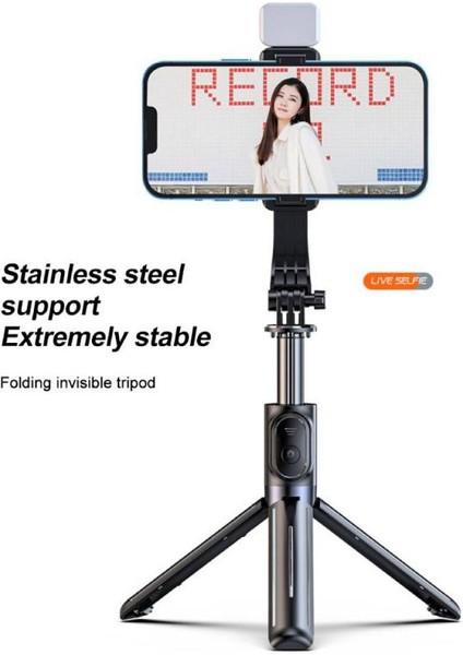 Siyah Işıklı Cep Telefonu Entegre Selfie Çubuğu Tripod Bluetooth Teleskopik Taşınabilir Kamera Fotoğrafçılığı Canlı Tripod Cep Telefonu Sabitleyici (Yurt Dışından) fırsatları