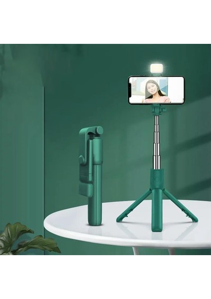 PA6069BK2 Bluetooth Uyumlu Kablosuz Selfie Çubuğu Mini Uzatılabilir Monopod Tripod Uzaktan Deklanşör ile Android Telefon Için Dolgu Işığı (Yurt Dışından)