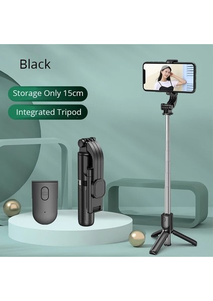 Siyah Gimbal Akıllı Telefon Tripodu Ayarlanabilir El Iphone Xiaomi Samsung Huawei Teleskopik Sopa Cep Telefon Tripodu Tutucu (Yurt Dışından)