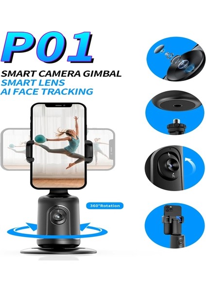 Kutu ile Siyah Fgclsy 2022 Yeni Mini Selfie Çubuğu Otomatik Takip Çekim 360 Derece Döndürme Akıllı Canlı Takip Telefon Braketi Gimbals (Yurt Dışından)