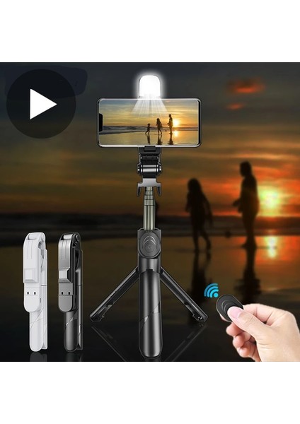Siyah Işık Yok 70 cm Teleskopik Monopod Tripod Selfie Sopa LED Işık ile iPhone Android Cep Telefonu Tutucu Standı Akıllı Telefon Bluetooth Çubuk Kutup (Yurt Dışından)