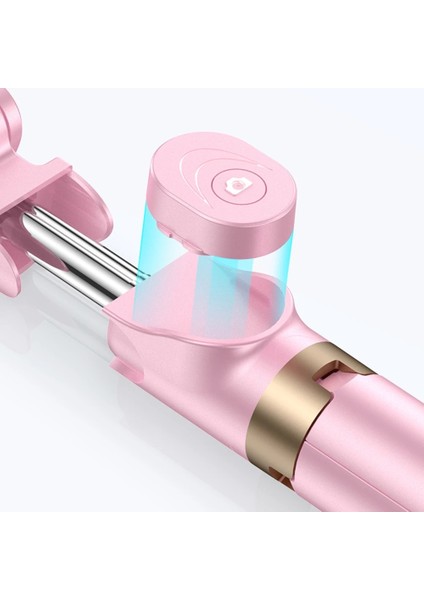 Pembe Taşınabilir Katlanabilir Tripod Selfie Çubuğu Video Bluetooth Uyumlu El Tipi Selfie Çubuğu Dolgu Işığı Telefon Aksesuarları Fotoğraf (Yurt Dışından)