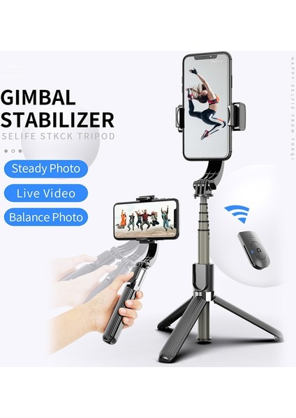 L08 Siyah L08 Özçekim Çubuğu Sarsıntı Önleyici Bluetooth Uzaktan Kumanda Tripod 360 Döndür Akıllı Telefon Özçekim Tutucu Ios Android Için Vlog Canlı Gösteri (Yurt Dışından)