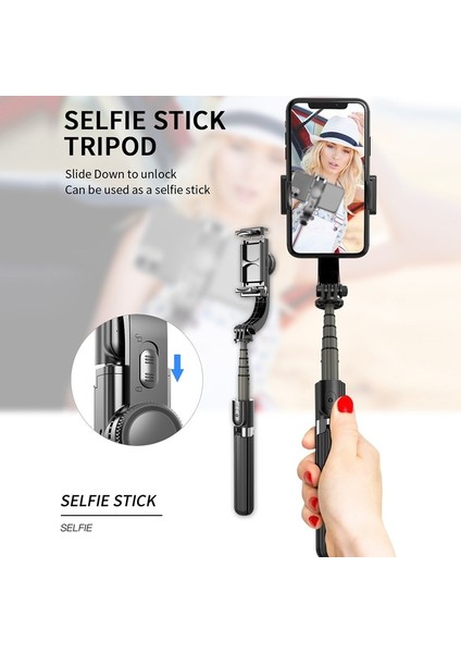 L08 Siyah L08 Özçekim Çubuğu Sarsıntı Önleyici Bluetooth Uzaktan Kumanda Tripod 360 Döndür Akıllı Telefon Özçekim Tutucu Ios Android Için Vlog Canlı Gösteri (Yurt Dışından)