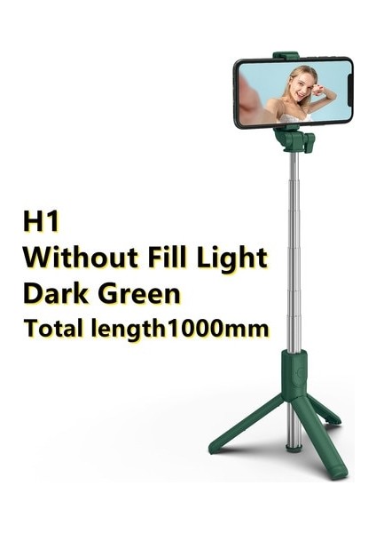 Işıksız Yeşil Ultra Taşınabilir Tripod Telefon Uzaktan Kumandalı Bluetooth Selfie Çubuğu Huawei iPhone ve Android Için Katlanabilir Geri Çekilebilir (Yurt Dışından)