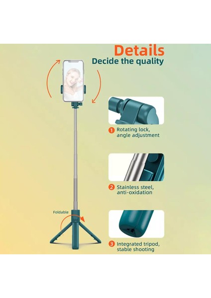 Bir Bluetooth Kablosuz Özçekim Çubuğu Mini Tripod Uzatılabilir Monopod Ios Android Telefon N1H8 Için Dolgu Işığı ile Uzaktan Deklanşör (Yurt Dışından)