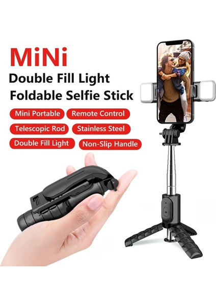 Seçenek 2 Çift Doldurma Işığı Mini Selfie Çubuğu Katlanabilir Tripod, Uzaktan Kablosuz Bluetooth ile Xiao Mi Huawei Android iPhone 14 Telefon (Yurt Dışından) fırsatları