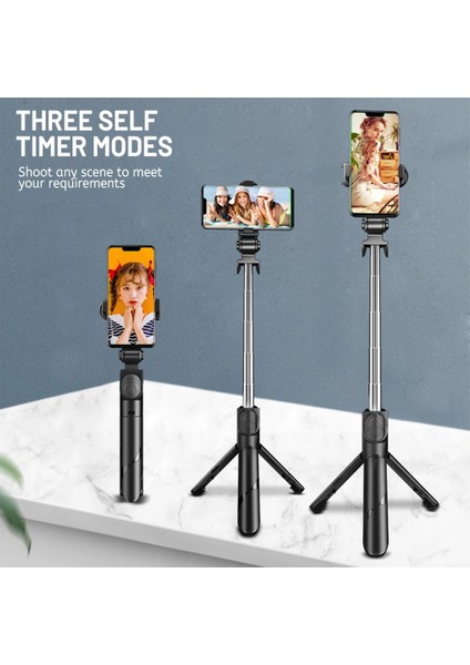 Pembe Kablosuz Monopod Taşınabilir Selfie Çubuğu Çok Fonksiyonlu Katlanabilir Akıllı Telefon Masaüstü Mini Tripod Cep Telefonu Aksesuarları Siyah (Yurt Dışından) indirimleri