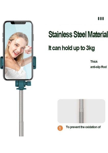 H1S Pembe 360° Dönebilen Selfie Çubuğu Tripod Akıllı Telefon Standı Canlı Yayın Makyaj Teleskopik Katlanabilir Mini Tripod Deklanşör Uzaktan Kumanda (Yurt Dışından)