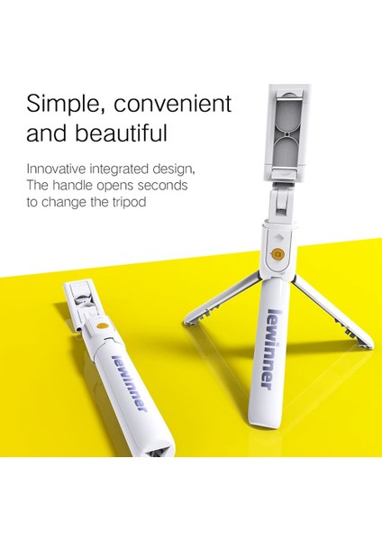 Beyaz Lewinner 3 In 1 Kablosuz Bluetooth Selfie Çubuğu Mini Tripod Uzatılabilir Monopod Evrensel iPhone x 8 7 6s Samsung/huawei Için (Yurt Dışından)