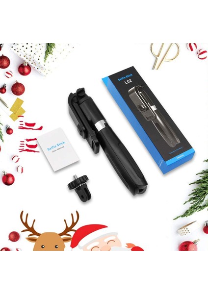 Siyah Taşınabilir 3 In 1 Selfie Çubuğu Kablosuz Cep Telefon Tripodu Uzaktan Kumanda L02 Selfie Çubuğu 360 Rotasyon Mini Seyahat Tripod (Yurt Dışından)