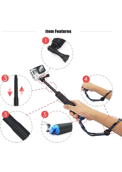Selfie Çubuğu Lbkafa 49 cm Sp Pov Kutup Uzatılabilir El Monopod Kendini Selfie Sopa Dağı Sjcam SJ5000 Sj6 Sj8 Gopro Hero 11 10 9 Eken Yı (Yurt Dışından) indirimleri