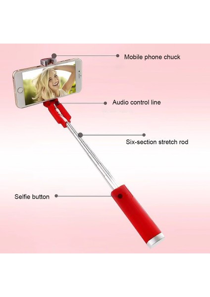 Kırmızı Selfie Sopa Telefon Cep Cep Tutucu Standı Akıllı Telefon Monopod Teleskopik Kutup Geri Çekilebilir Uzatılabilir Cep Telefonu Fotoğraf Selfy (Yurt Dışından) fırsatları