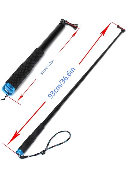 Siyah Go Pro Aksesuarları 36 ''inç Alüminyum Monopod Selfie Sopa Gopro 11 10 9 8 7 6 5 4 3 SJ4000 Sj6 Sj7 Yi 4K Djı Osmo H8 H8R H9 (Yurt Dışından)