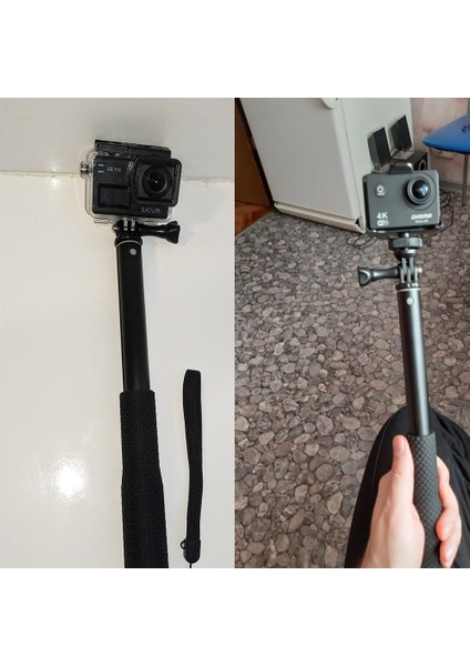 Siyah Go Pro Aksesuarları 36 ''inç Alüminyum Monopod Selfie Sopa Gopro 11 10 9 8 7 6 5 4 3 SJ4000 Sj6 Sj7 Yi 4K Djı Osmo H8 H8R H9 (Yurt Dışından)