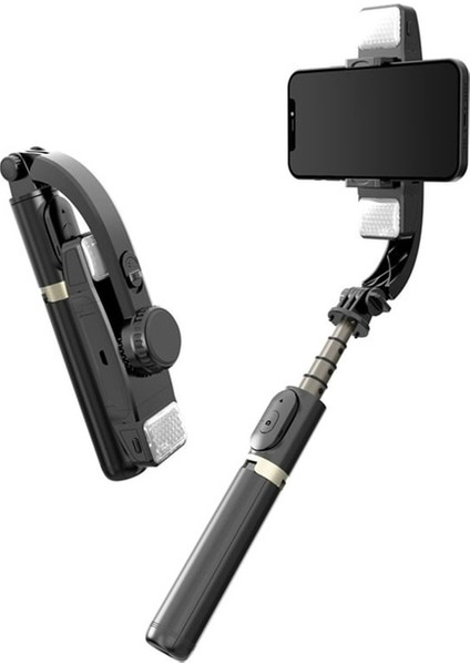 Q08D Çift Dolgu Lig Bluetooths Kablosuz Selfie Çubuğu Katlanabilir Streç Akıllı Telefon Tripod Monopod El Gimbal Sabitleyici Dağı Telefon Tutucu Gopro (Yurt Dışından)