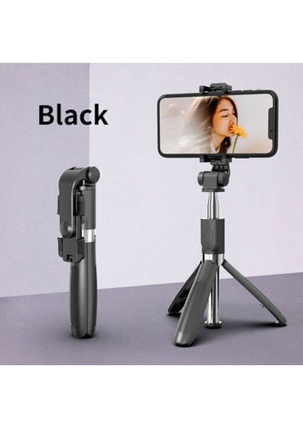 Siyah Pınzheng Bluetooth Özçekim Çubuğu Tripod Uzaktan Kumanda ile Katlanabilir Monopod Xiaomi iPhone Akıllı Telefonlar Için Kablosuz Özçekim Çubuğu (Yurt Dışından)