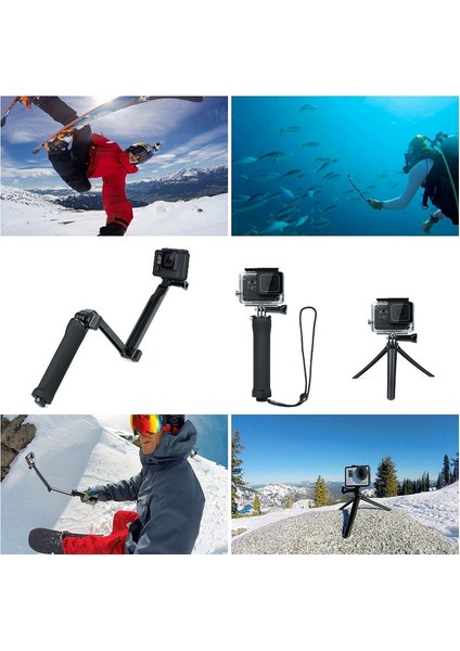 Tip 2 3 Yollu Kavrama Su Geçirmez Monopod Selfie Sopa Tripod Standı Gopro Hero 10 9 8 7 6 5 Yi 4K Sjcam Eken Djı Osmo Go Pro Aksesuarları (Yurt Dışından)