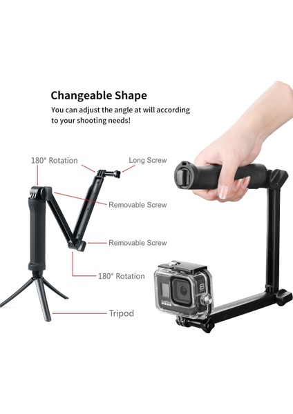 Tip 2 3 Yollu Kavrama Su Geçirmez Monopod Selfie Sopa Tripod Standı Gopro Hero 10 9 8 7 6 5 Yi 4K Sjcam Eken Djı Osmo Go Pro Aksesuarları (Yurt Dışından)