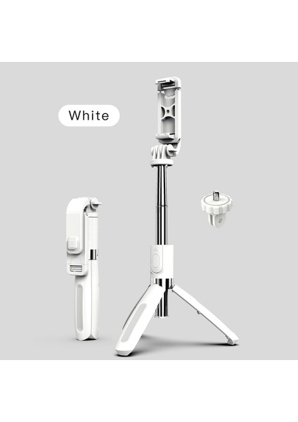 Beyaz Yeni 4'ü 1 Arada Çok Fonksiyonlu Bluetooth Kablosuz Selfie Çubuğu Tripod'a Katlanabilir, Evrensel Tripod Spor Selfie Çubuğu (Yurt Dışından)