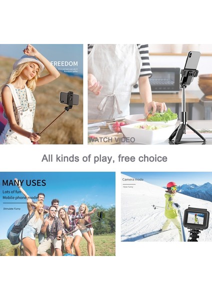 Beyaz Yeni 4'ü 1 Arada Çok Fonksiyonlu Bluetooth Kablosuz Selfie Çubuğu Tripod'a Katlanabilir, Evrensel Tripod Spor Selfie Çubuğu (Yurt Dışından)