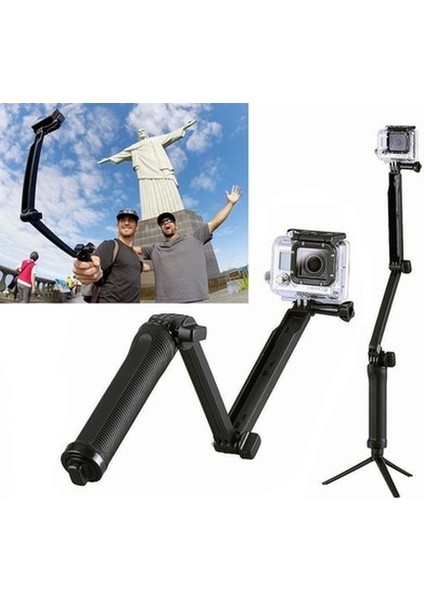 Siyah 3 Yollu Kavrama Su Geçirmez Monopod Selfie Sopa Tripod Standı Gopro Hero 7 6 5 4 Oturum Için Yi 4K Sjcam Eken Go Pro Aksesuarı (Yurt Dışından)