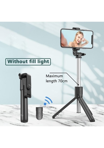 R1-Siyah Işıklı Taşınabilir Kablosuz Selfie Çubuğu Bluetooth Uyumlu Selfie Çubuğu Dereceli Fotoğraf Tutucu Uzatılmış 10M Uzaktan Kumanda (Yurt Dışından)