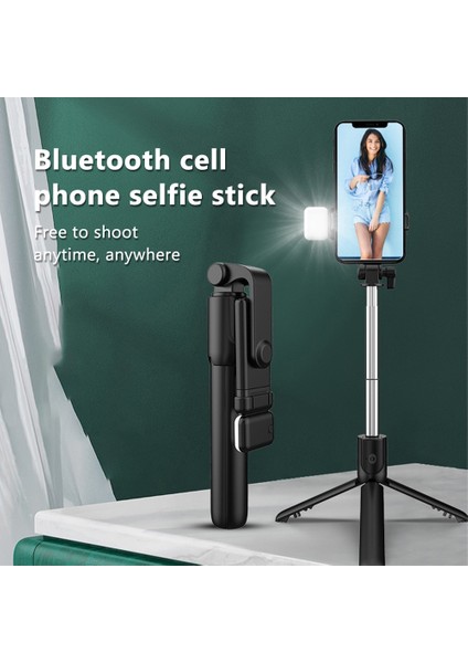 R1-Siyah Işıklı Taşınabilir Kablosuz Selfie Çubuğu Bluetooth Uyumlu Selfie Çubuğu Dereceli Fotoğraf Tutucu Uzatılmış 10M Uzaktan Kumanda (Yurt Dışından)
