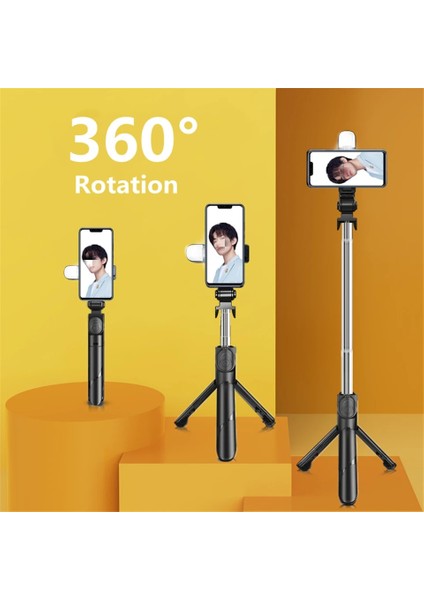 Dolgu Işığı ile 2023 LED Kontrol Işığını Kaldır Uzatılabilir Katlanabilir Monopod Tripod LED Işıklı Bluetooth Deklanşör Uzaktan Telefon Selfie Çubuğu Için (Yurt Dışından)