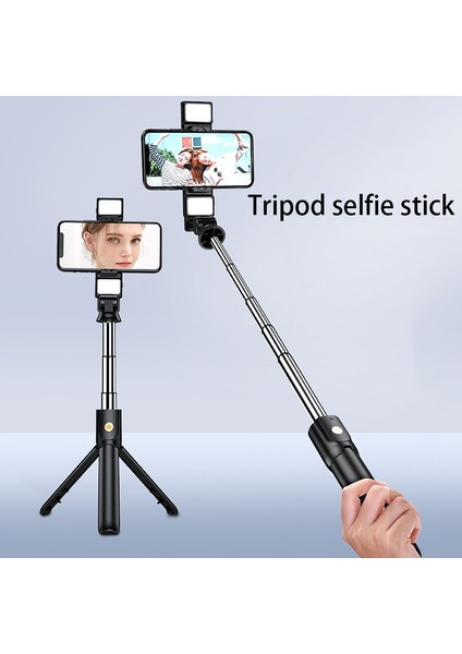Siyah Yeni Selfie Çubuğu Tripod, Bluetooth Uzaktan Kumandalı ve Dolgu Işığı Taşınabilir Geri Çekilebilir Uzatma Standı (Yurt Dışından) modelleri