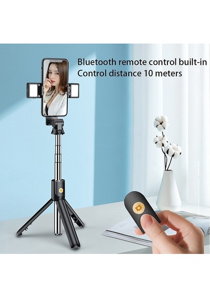 Siyah Yeni Selfie Çubuğu Tripod, Bluetooth Uzaktan Kumandalı ve Dolgu Işığı Taşınabilir Geri Çekilebilir Uzatma Standı (Yurt Dışından) fırsatları