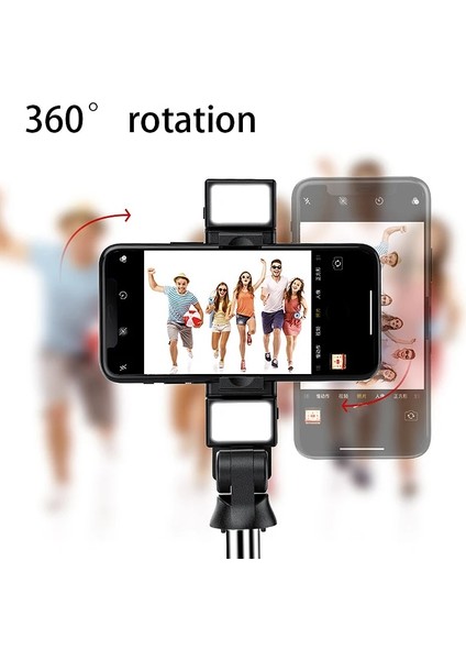 Siyah Yeni Selfie Çubuğu Tripod, Bluetooth Uzaktan Kumandalı ve Dolgu Işığı Taşınabilir Geri Çekilebilir Uzatma Standı (Yurt Dışından) indirimleri