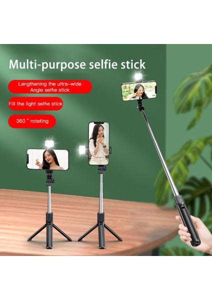 01IŞIKSIZ Kaygan Desen Cep Telefonu Selfie Çubuğu Blutooth Entegre Genişletilmiş Video Kamera Braketi Teleskopik Canlı 2-Gear Tripod (Yurt Dışından) modelleri