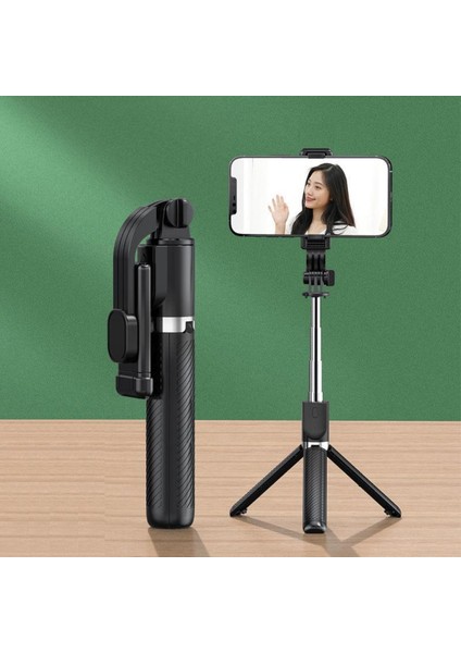 01IŞIKSIZ Kaygan Desen Cep Telefonu Selfie Çubuğu Blutooth Entegre Genişletilmiş Video Kamera Braketi Teleskopik Canlı 2-Gear Tripod (Yurt Dışından) fırsatları